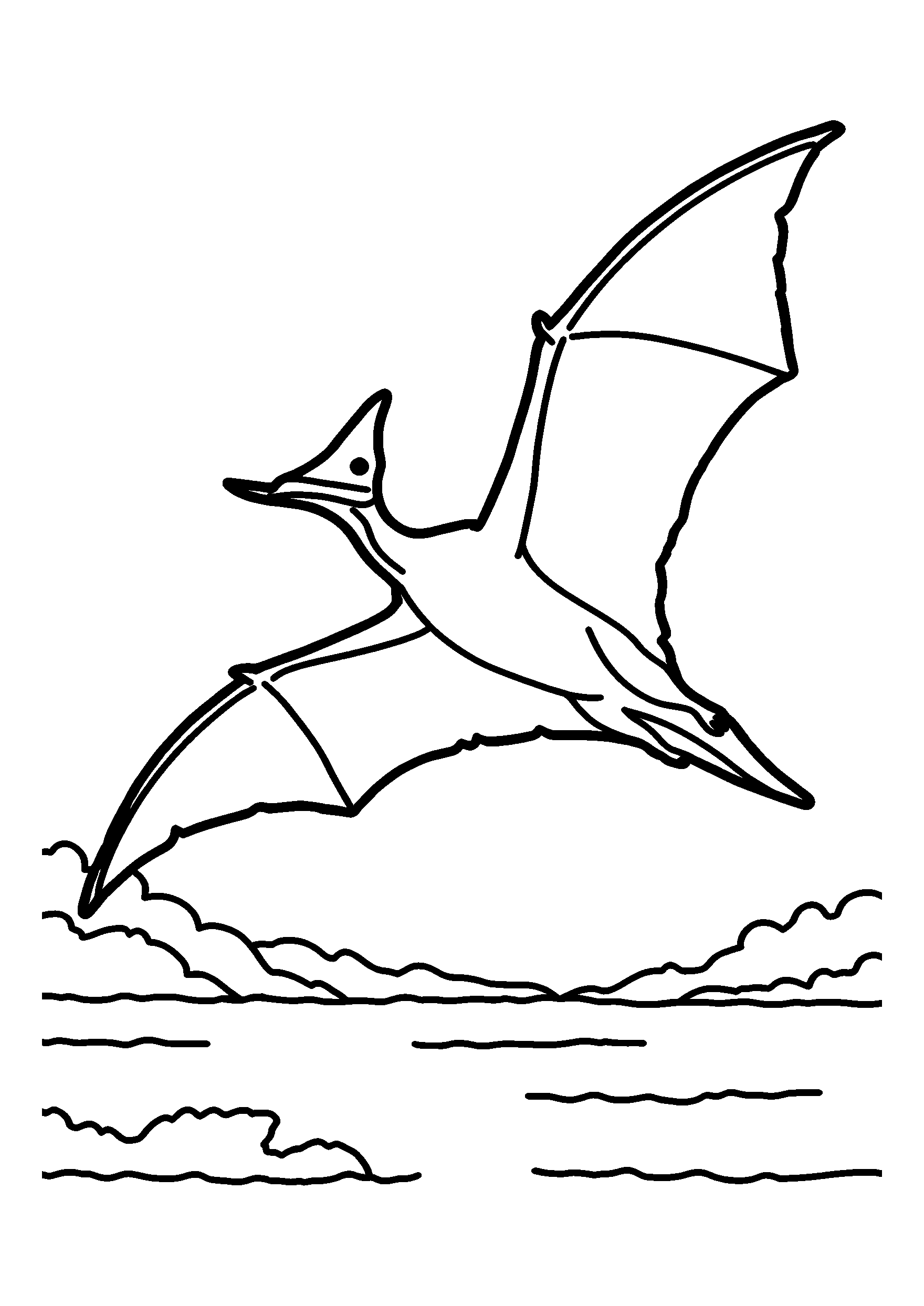 coloriage Pterodactyl Soaring Above a Vast Ocean
