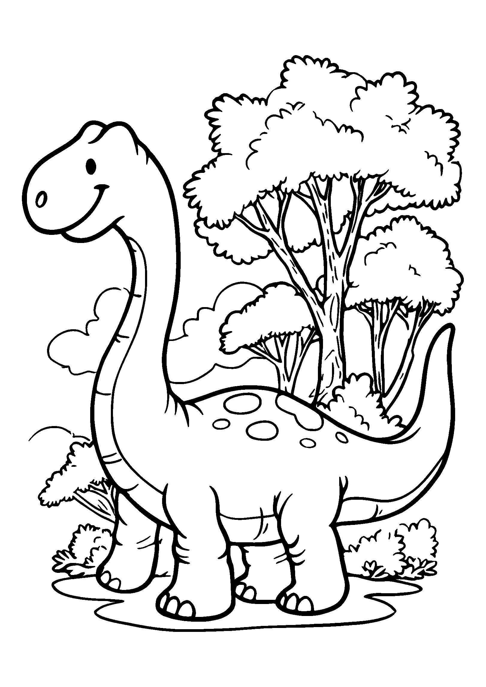 coloriage Brachiosaurus Munching on Treetops