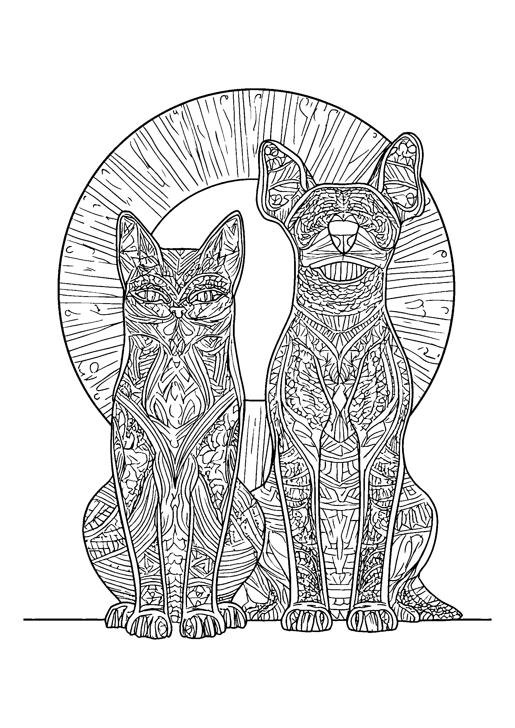 coloriage Cat and a Dog Sharing a Warm Sunbeam