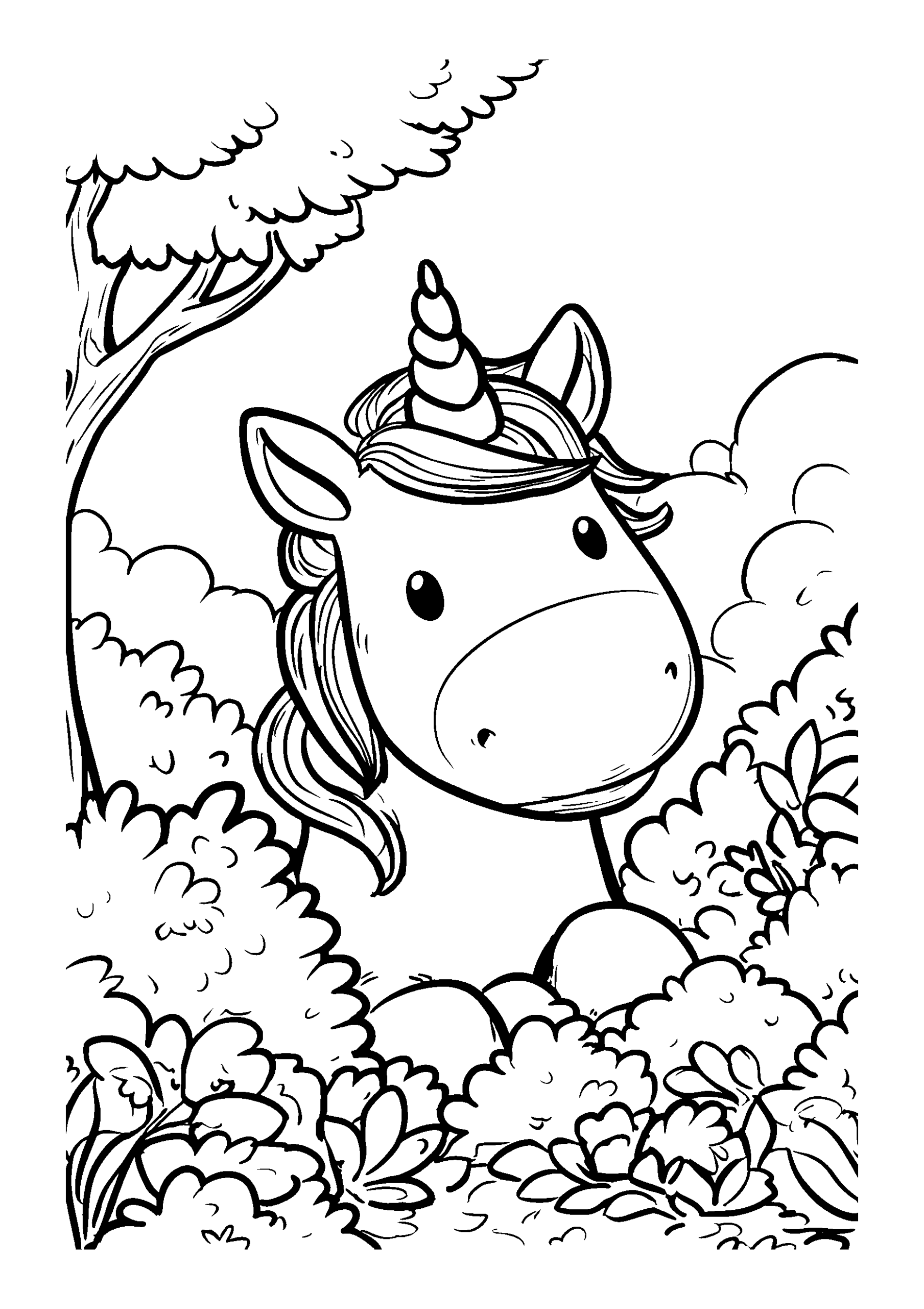 coloriage Dragon Peeking out from Behind a Thick Tree Trunk