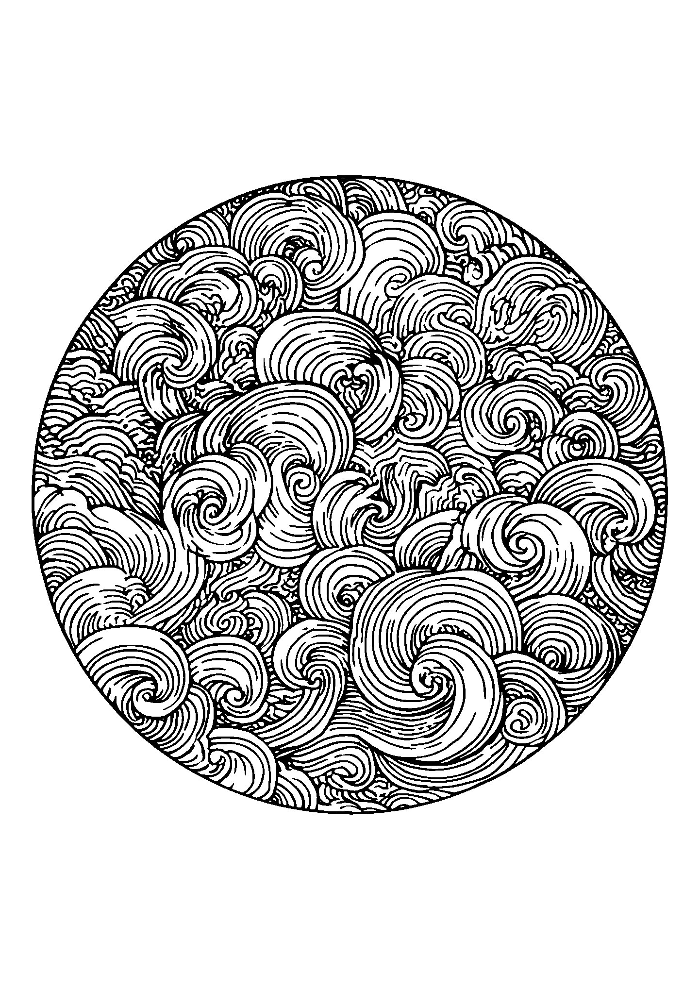 coloriage Mandala of Swirling Clouds and Wind Currents