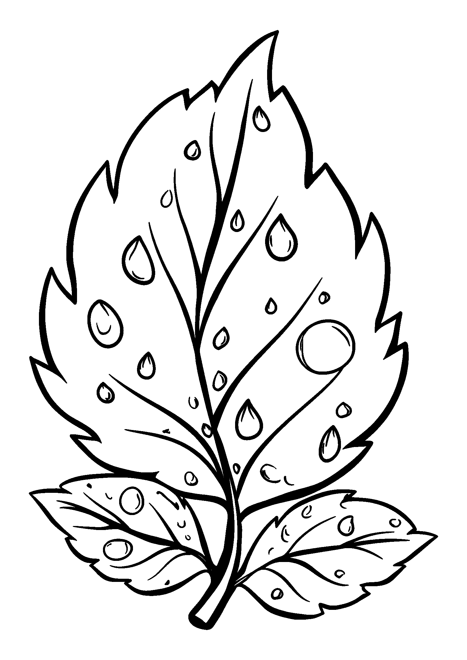 coloriage Close-up of Raindrops on a Fresh Leaf