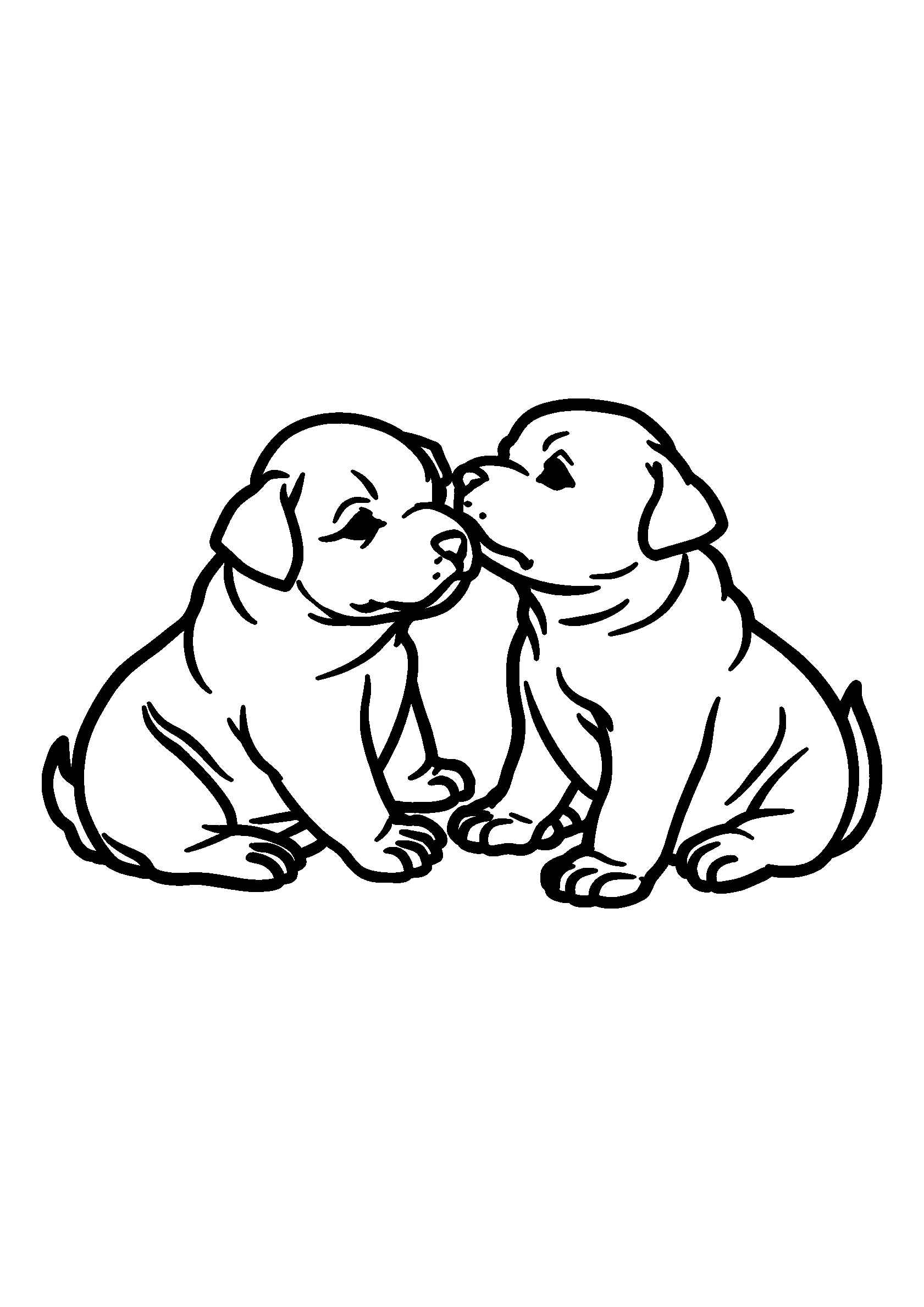 coloriage Puppies Wrestling Playfully in a Living Room