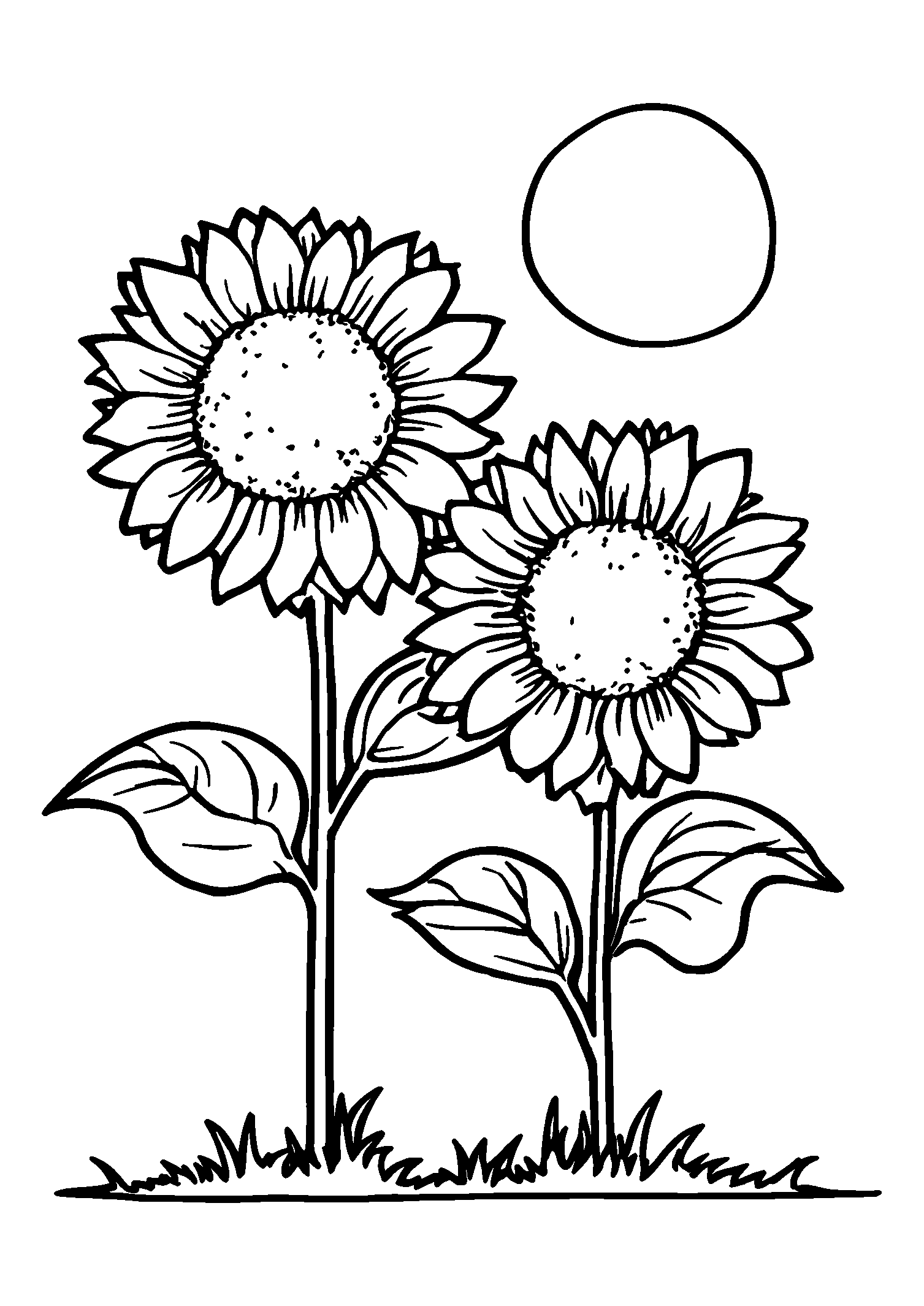 coloriage Sunflowers Facing Each Other under a Bright Sun