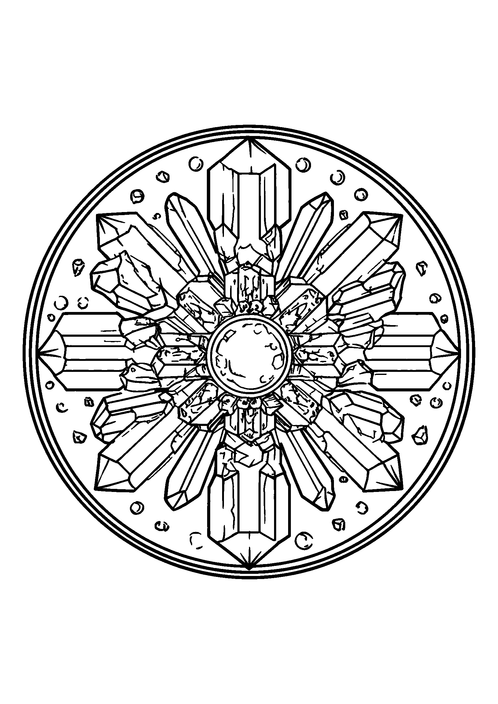 coloriage Circular Mandala Decorated with Crystals and Gemstones