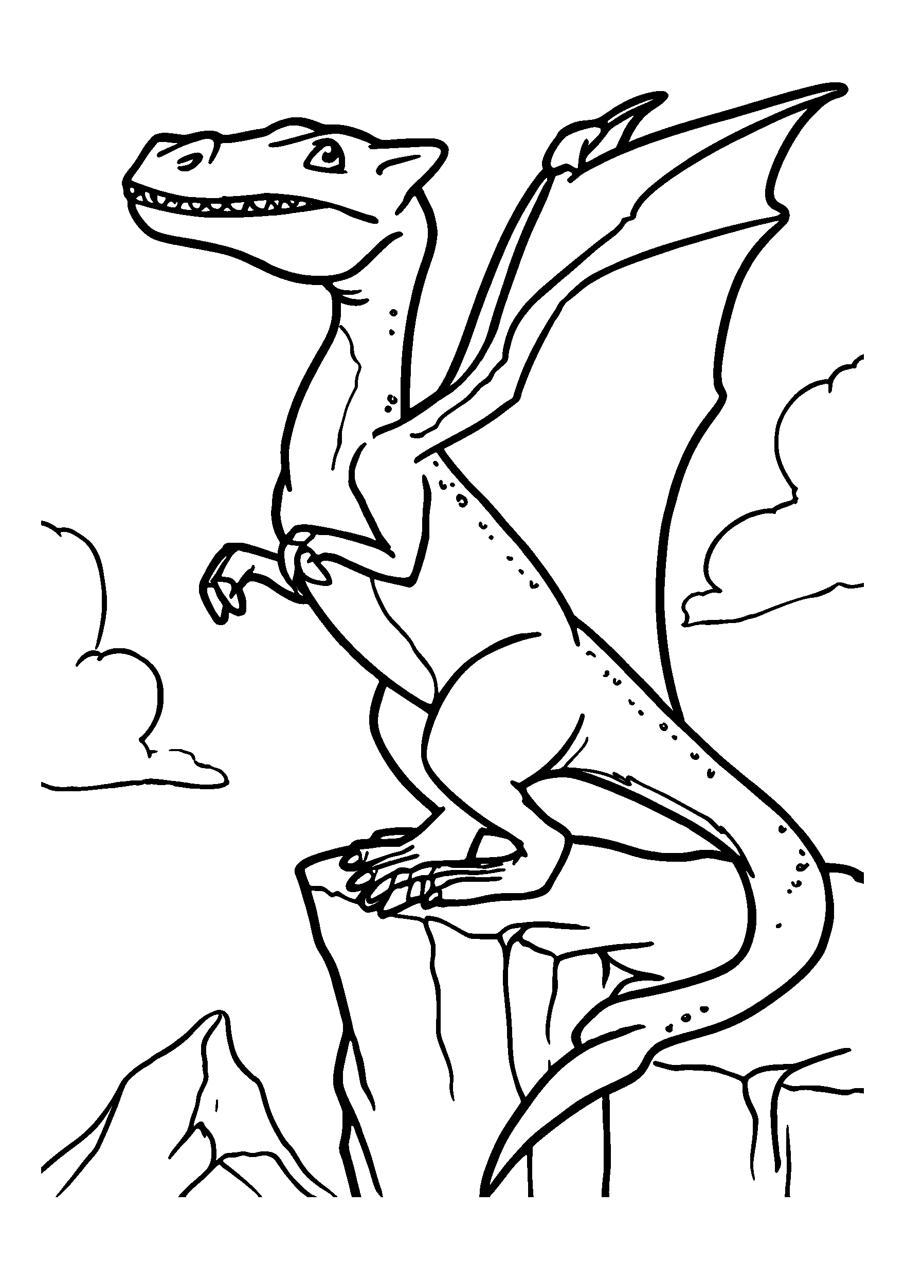 coloriage Pterosaur Perched on a Cliff Edge