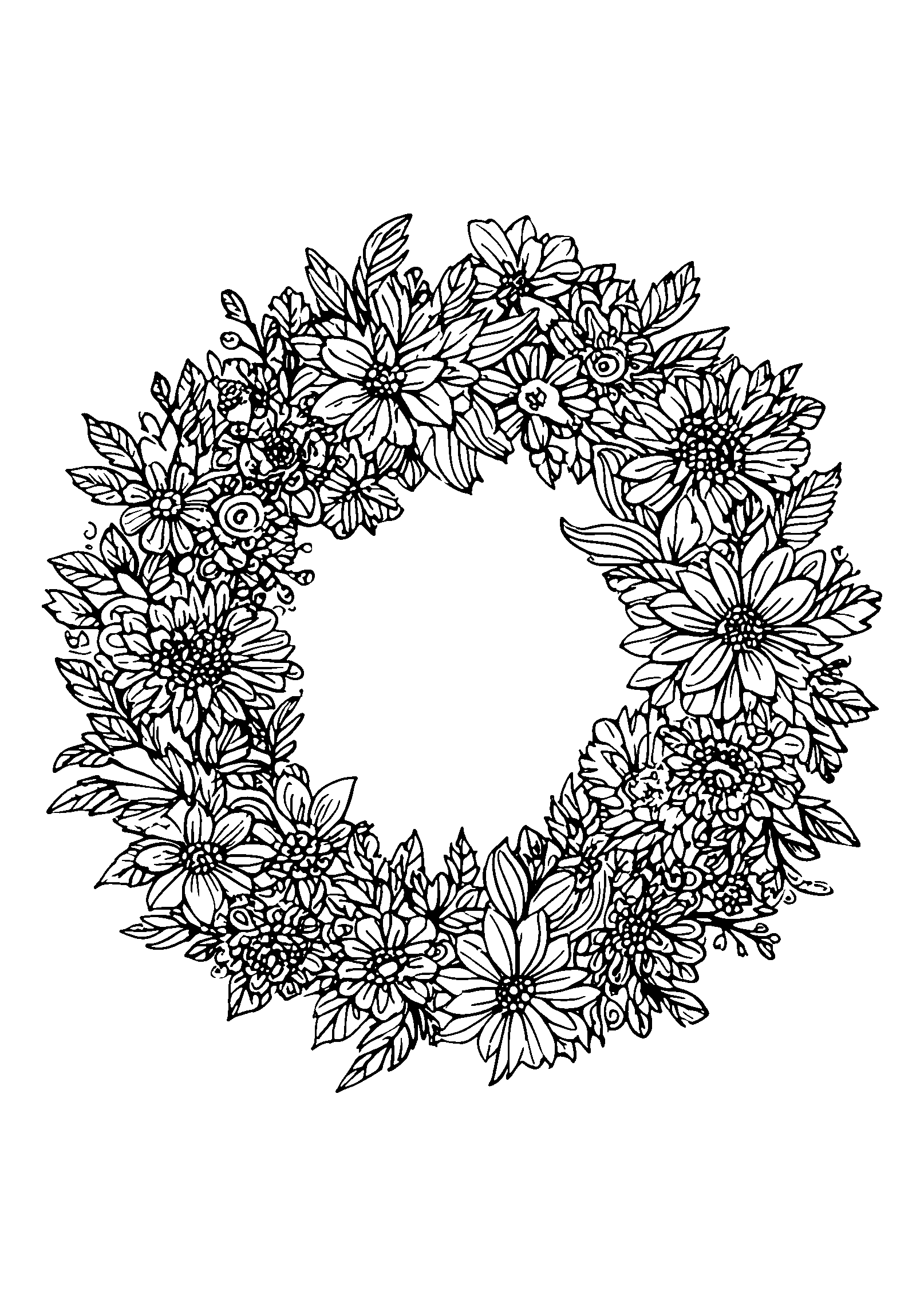 coloriage Colorful Wreath Made of Dried Flowers