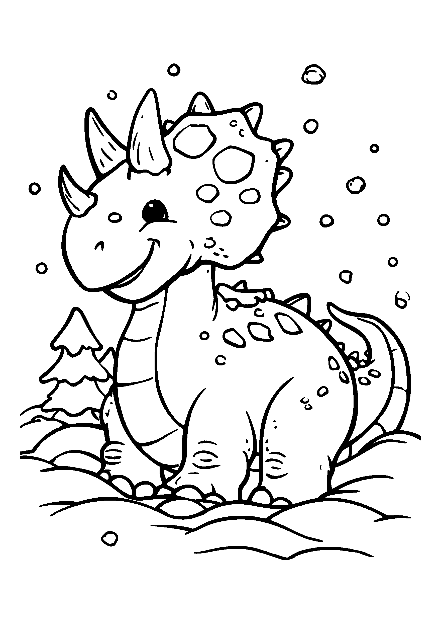 coloriage Dinosaur Sculpted in Snow During Winter