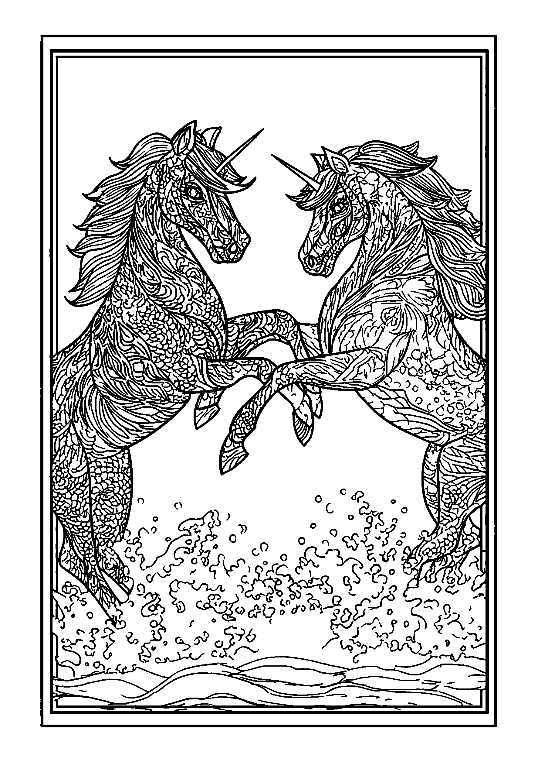 coloriage Dragons Playfully Splashing in a Mountain Stream