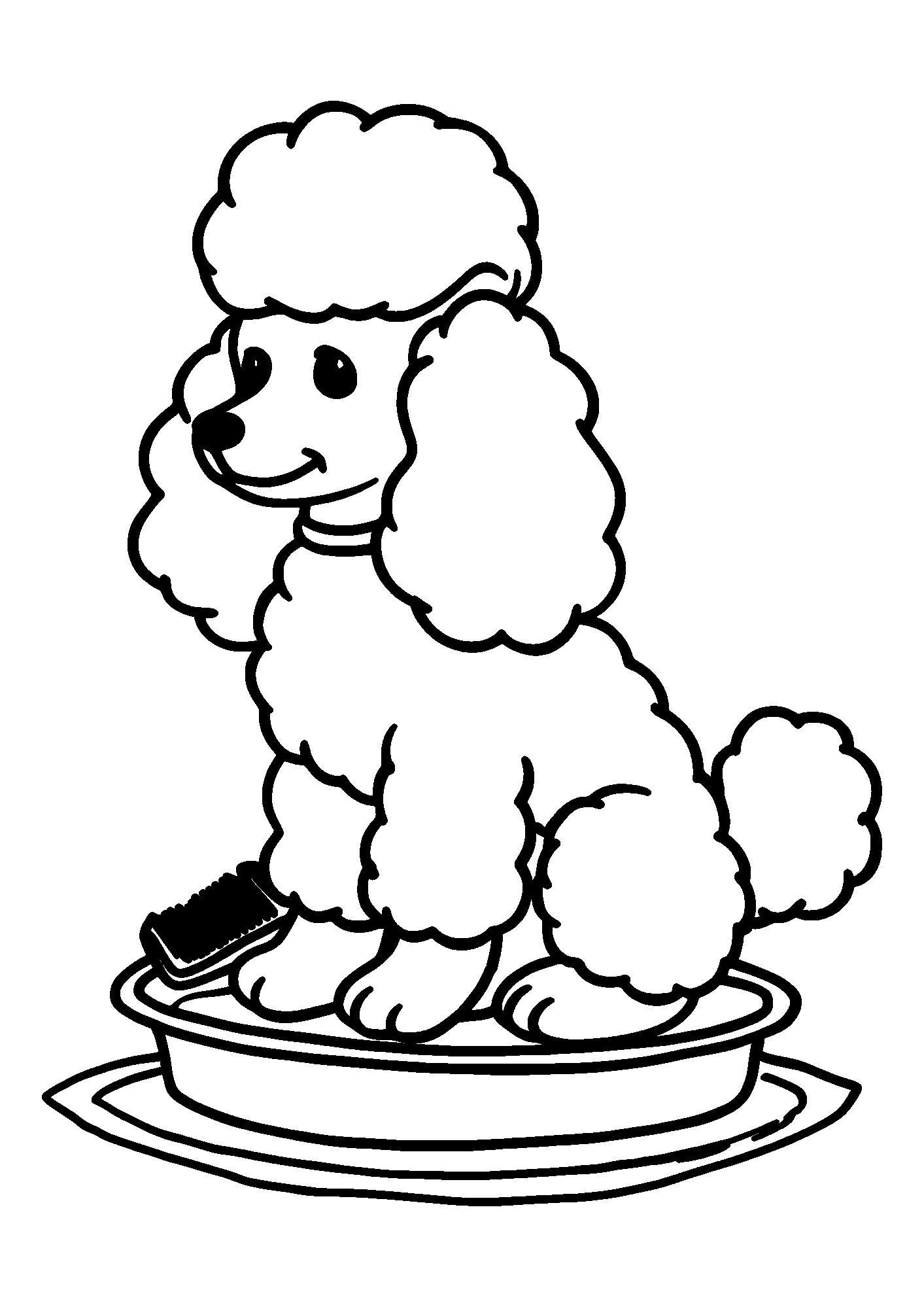 coloriage Poodle Getting a Haircut at a Dog Salon