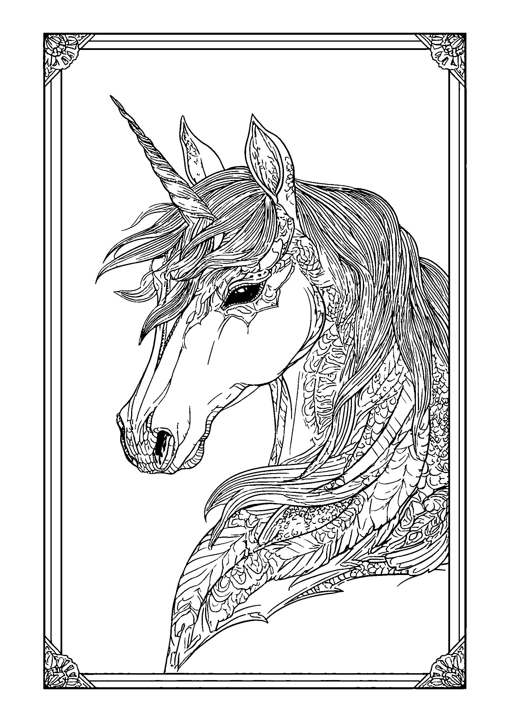 coloriage Unicorn Gently Brushing Against a Child's Hand