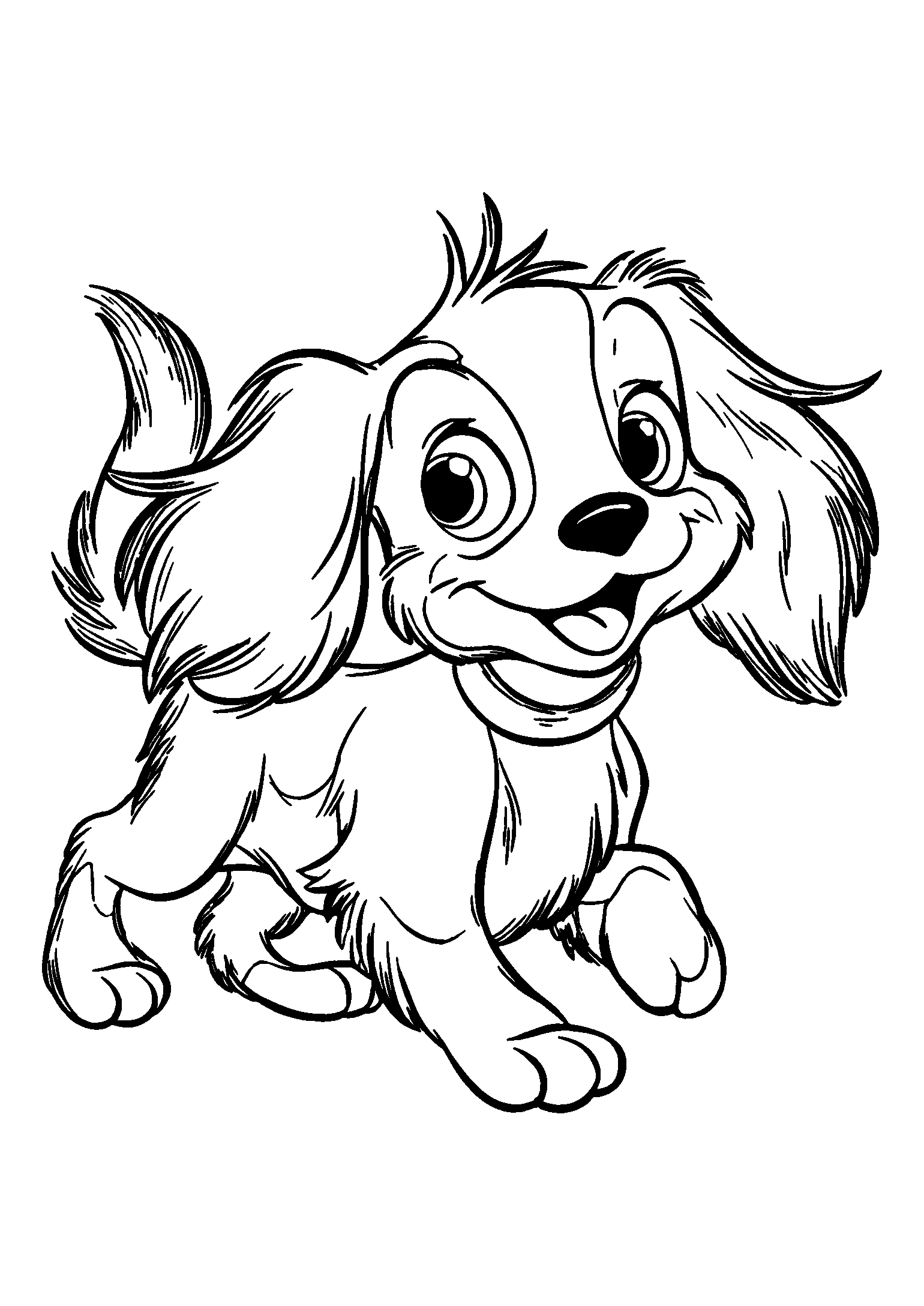 coloriage Cavalier King Charles Spaniel Wagging its Tail Excitedly