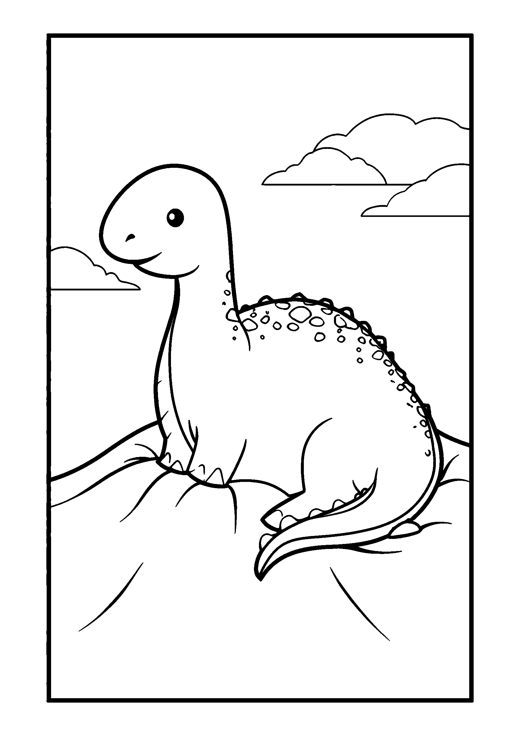 coloriage Dinosaur Sliding Down a Sandy Dune