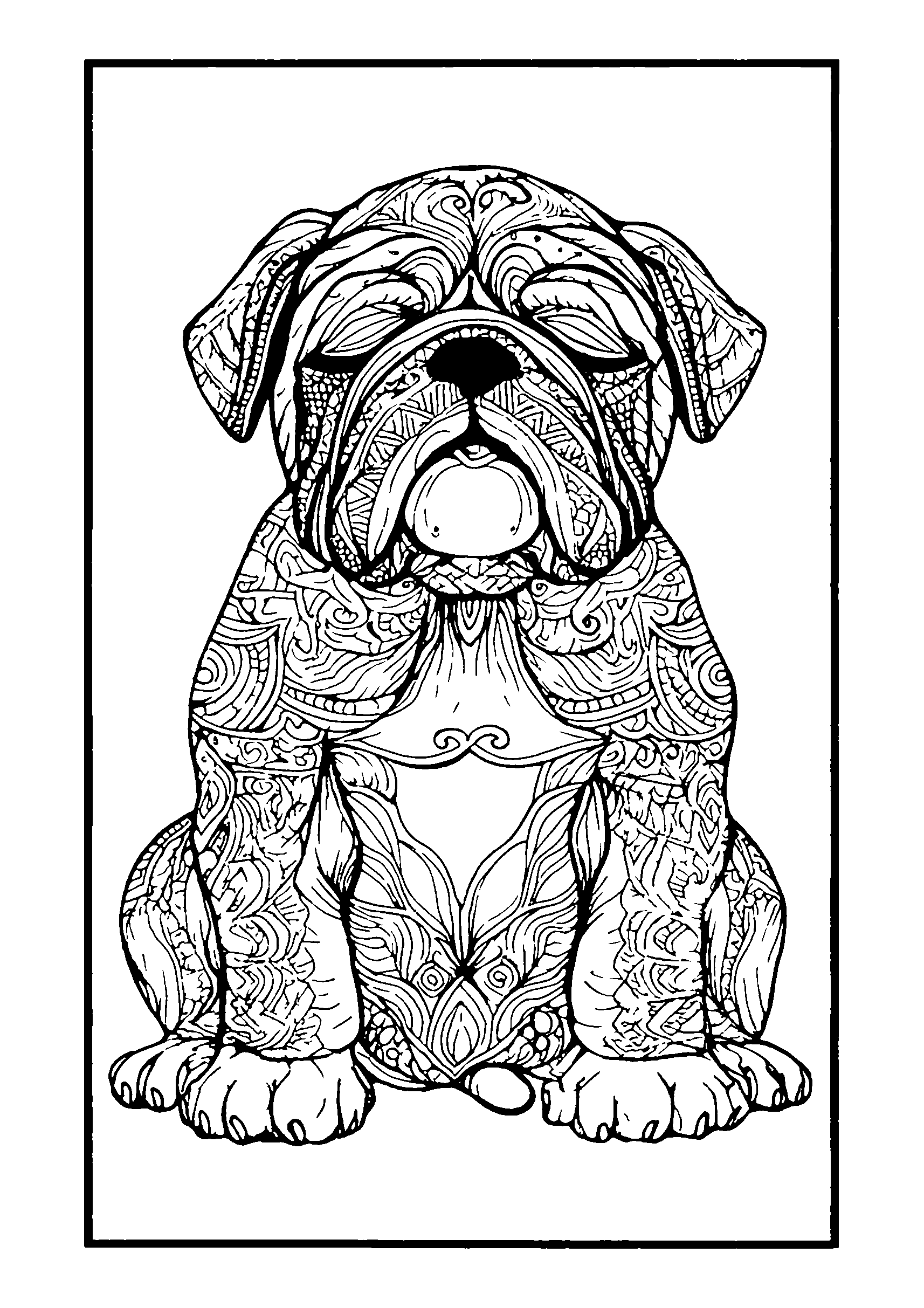 coloriage Bulldog Snoring Loudly in a Sunny Spot
