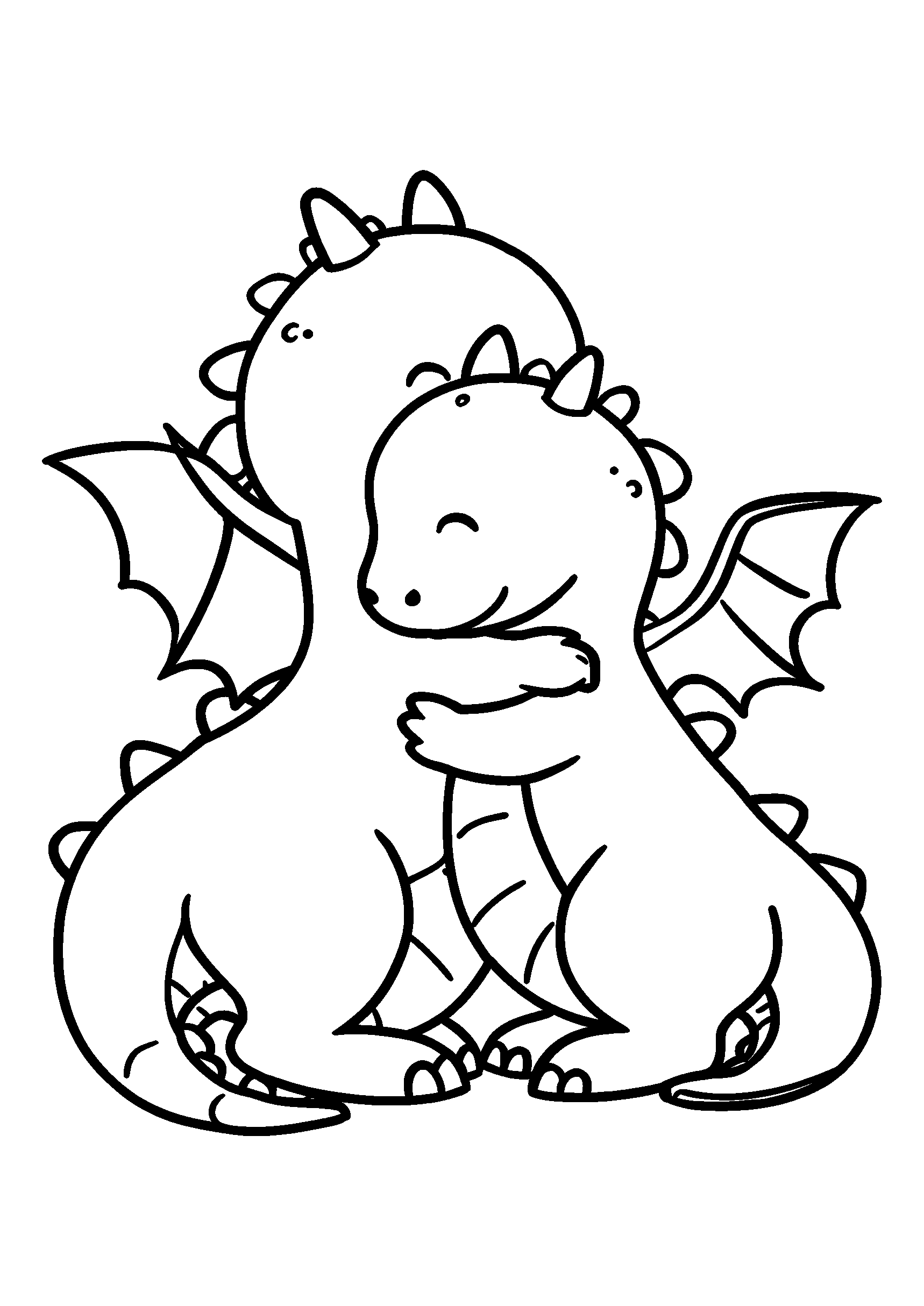 coloriage Dragons Engaged in a Friendly Game of Hide and Seek