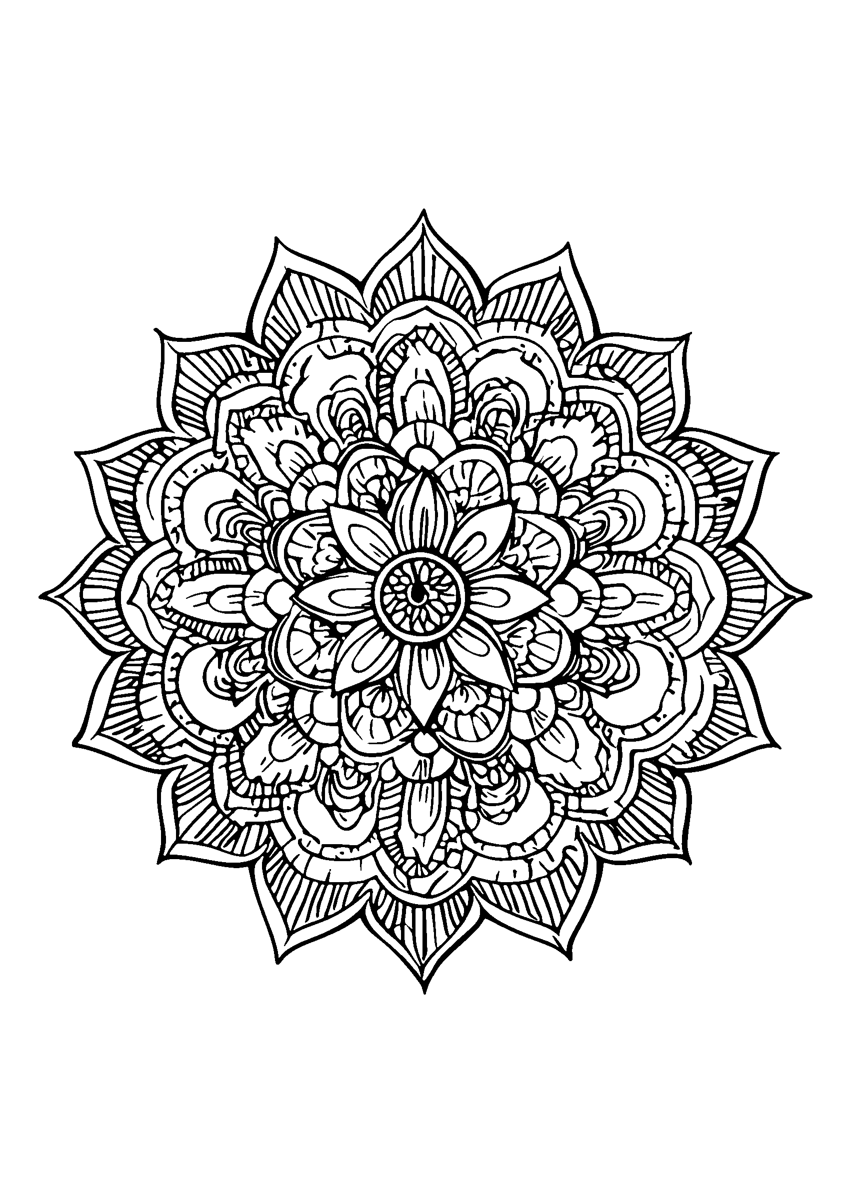 coloriage Mandala Design Featuring Raindrops and Ripples