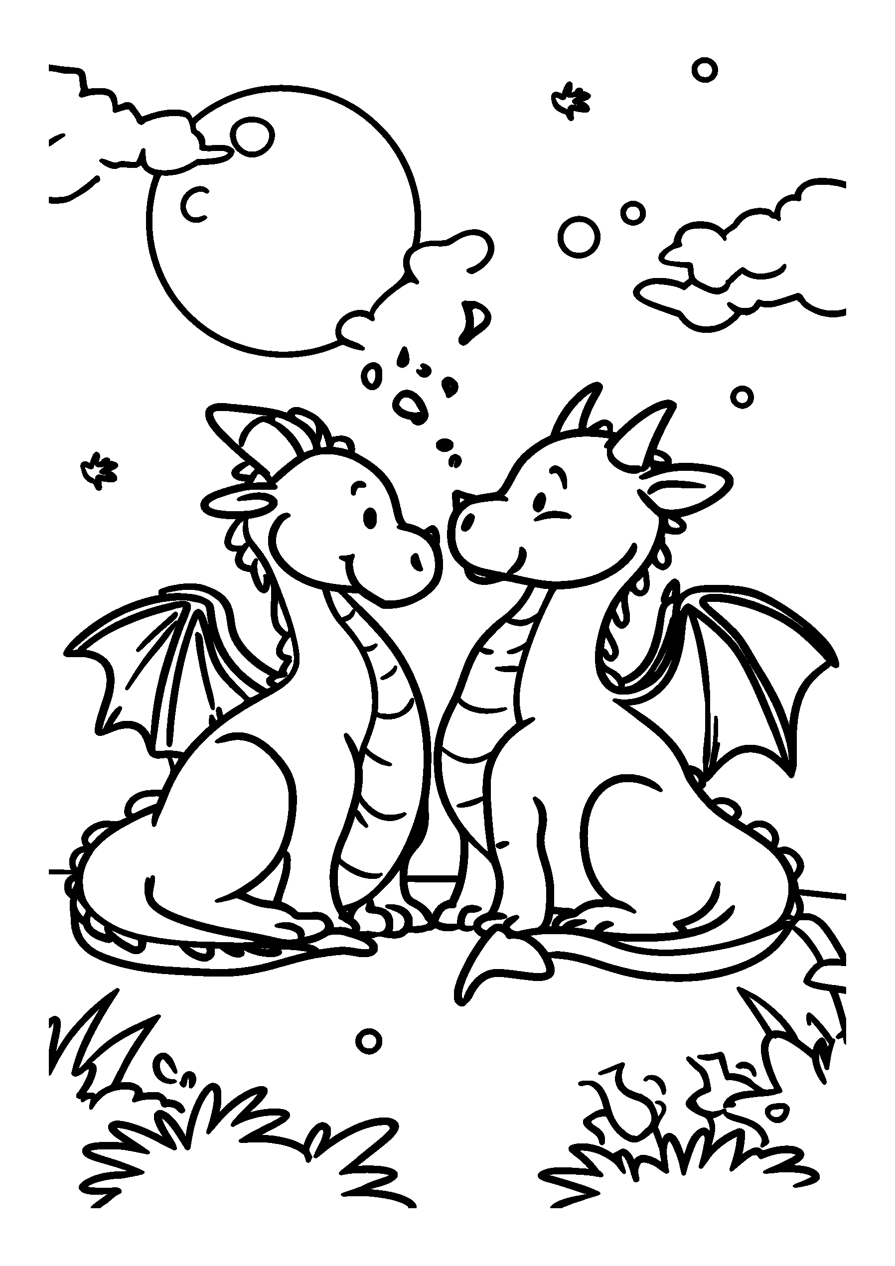 coloriage Dragons Composing a Duet in a Moonlit Glade