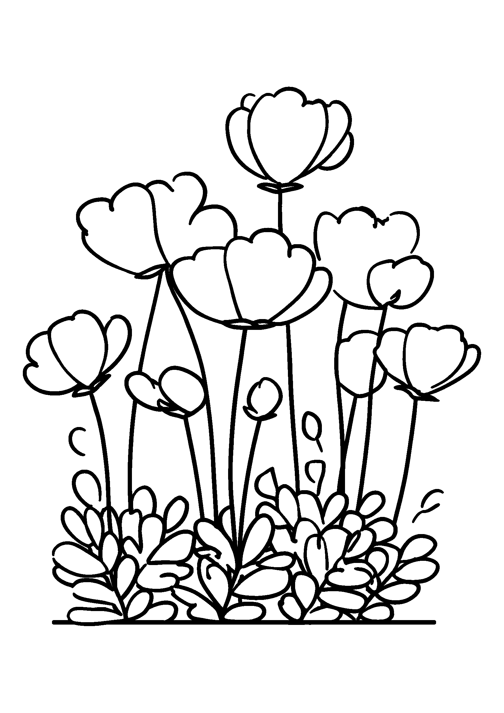 coloriage Tranquil Evening Scene with Silhouettes of Flowers