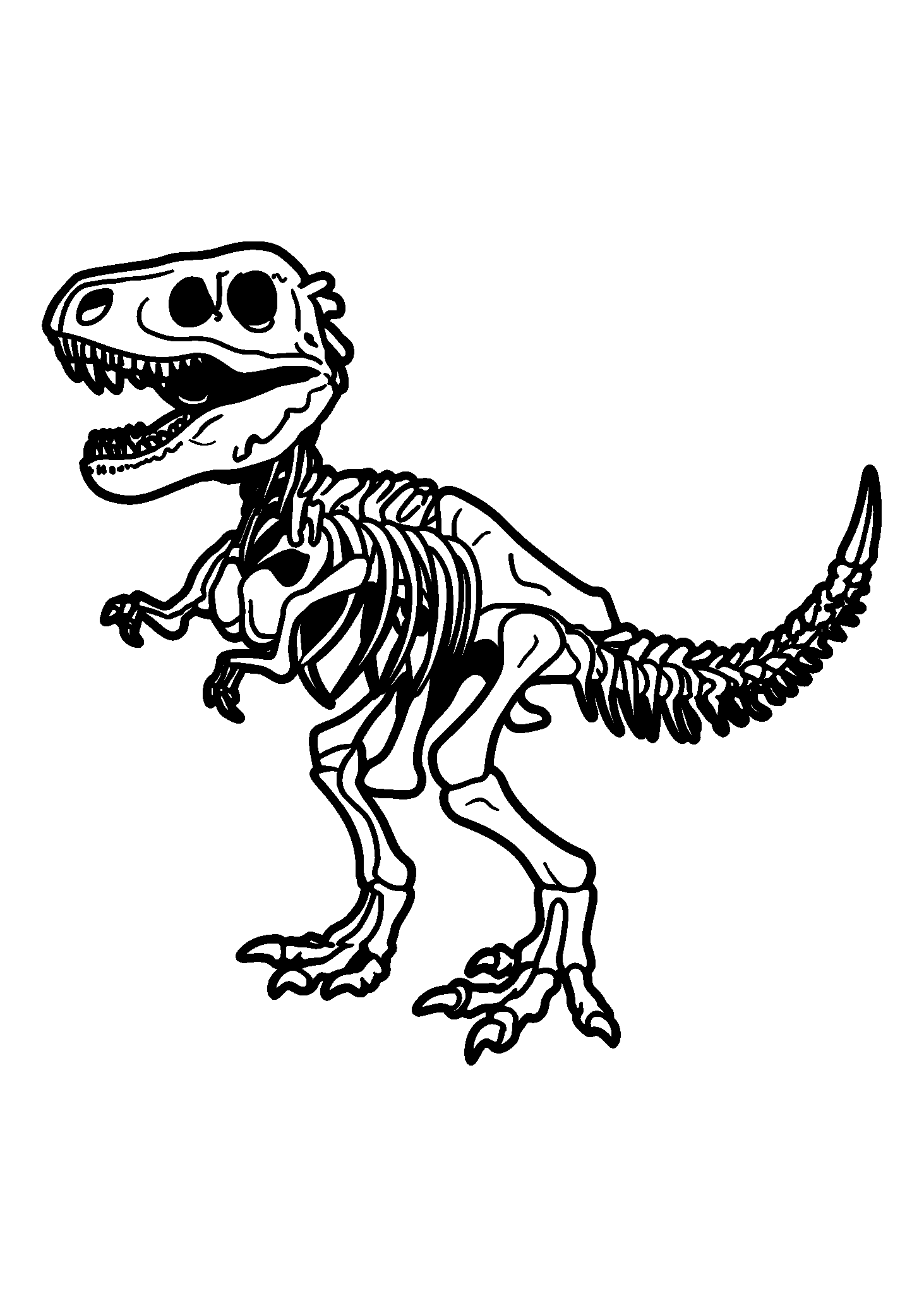 coloriage Fossilized Dinosaur Skeleton in a Museum