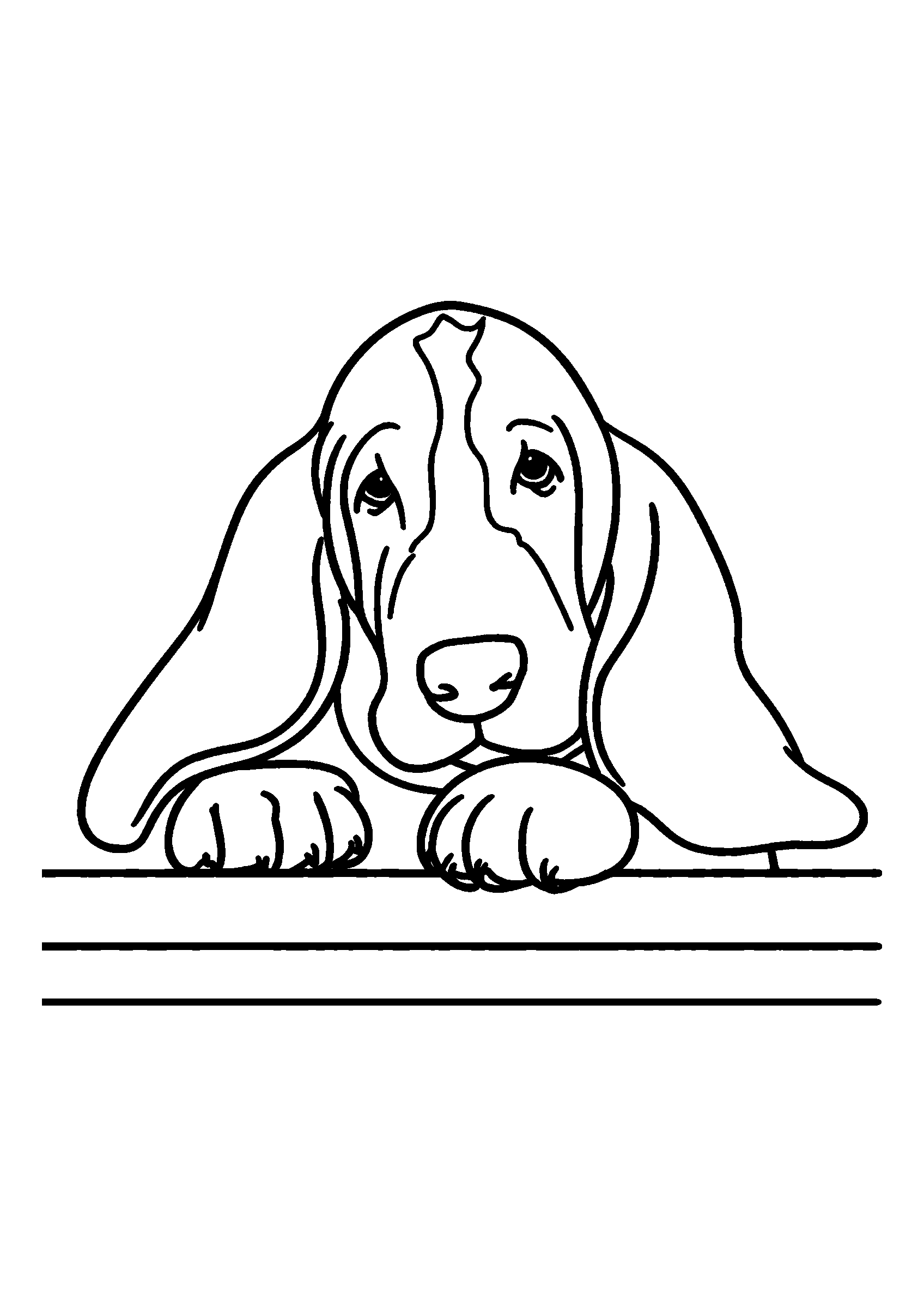 coloriage Basset Hound Resting its Chin on a Porch Railing