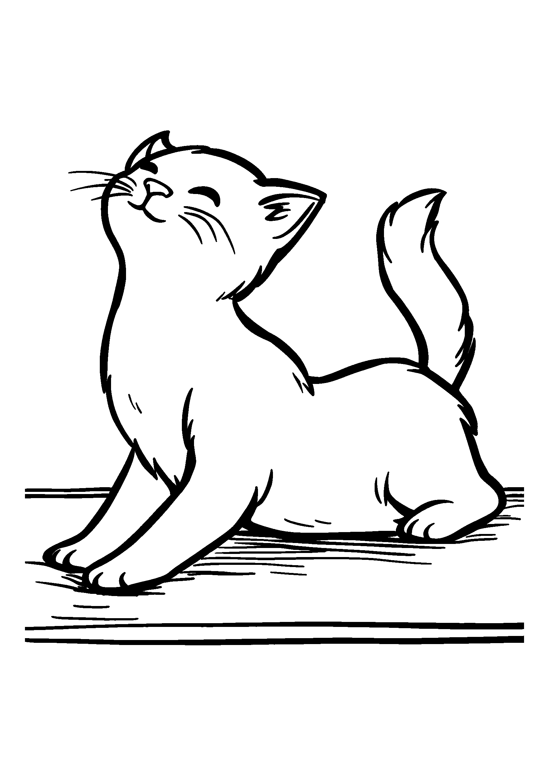 coloriage Graceful Cat Stretching on a Soft Carpet