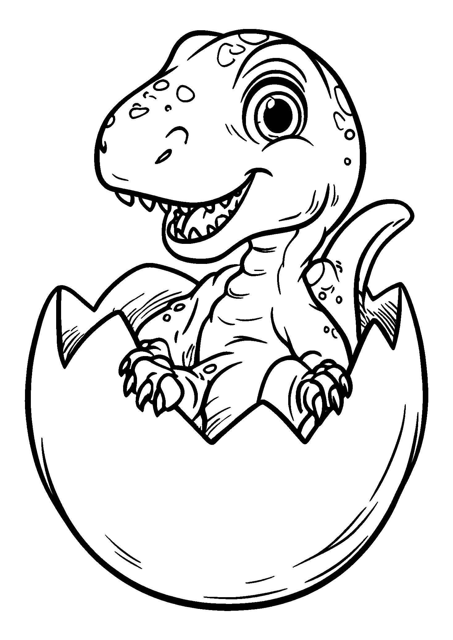 coloriage Baby Dinosaur Peering out of an Egg