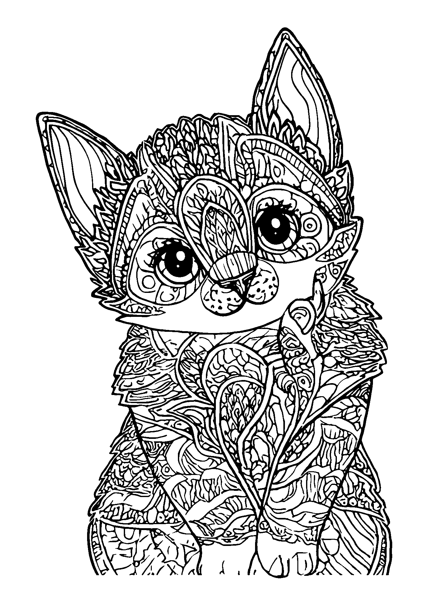 coloriage Kitten Curiously Pawing at a Shiny Object